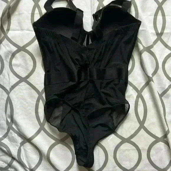 DKNY Sheer Strapless Cupped Bodysuit Black sheer waist Size 36C NWOT $80 - Picture 12 of 13